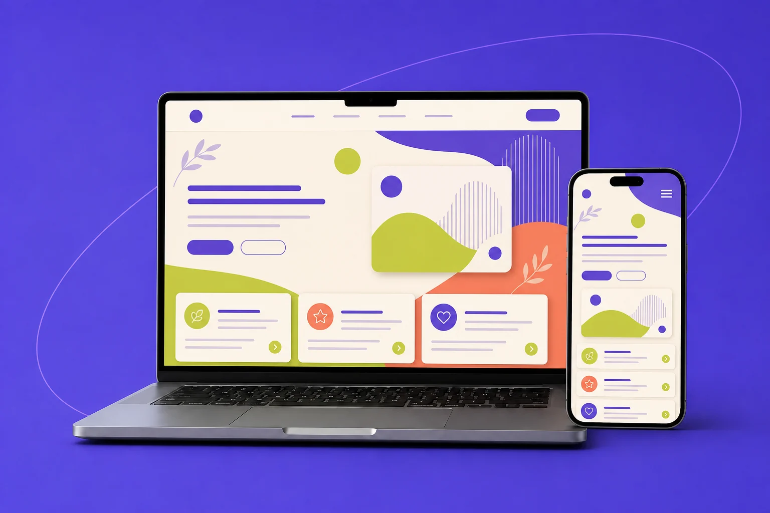 La stessa pagina con un layout ampio sul computer e un layout verticale sullo smartphone
